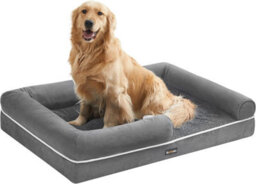 LEDREM Orthopedic Dog Bed, Dog Sofa With Sides, Removable Washable Cover, 106 X 80 X 20 Cm, Non-Slip Bottom, Light Grey - thumbnail 2