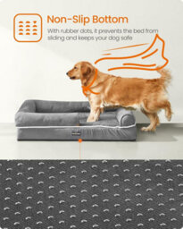 LEDREM Orthopedic Dog Bed, Dog Sofa With Sides, Removable Washable Cover, 106 X 80 X 20 Cm, Non-Slip Bottom, Light Grey - thumbnail 8