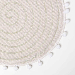 Homescapes Spiral Sage Green Cotton Bath Mat With Pom Pom Edges - thumbnail 4