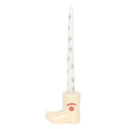 Western Cowboy Boot Candle Holder With Taper Candle & Cactus Design - thumbnail 2