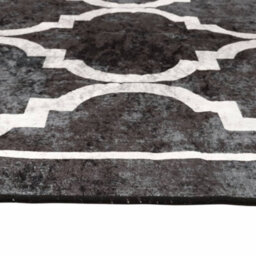 Berkfield Rug Washable Black And White 80X150 Cm Anti Slip - thumbnail 6