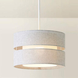 Valuelights Sophia 2 Tier Grey Linen Drum Ceiling Lamp Shade And Bulb (D)30Cm - thumbnail 4