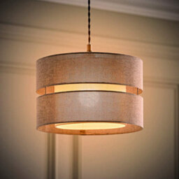 Valuelights Sophia 2 Tier Grey Linen Drum Ceiling Lamp Shade And Bulb (D)30Cm - thumbnail 3