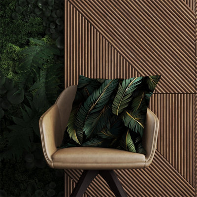 Warren Reed Designer Green And Gold Leaves Outdoor Cushion 60Cm X 60Cm