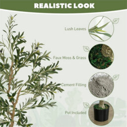 180Cm Artificial Fiddle Leaf Fig Tree, Realistic Fake Plant, Green - thumbnail 5