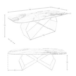Angel Cerda Stylish Rectangular Dining Table In Porcelain Marble And Champagne Steel - thumbnail 7
