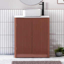 Royal Bathrooms Avenza 600mm Terracotta Clay Floor Standing Bathroom Vanity Unit 2 Door With Elena Basin - thumbnail 1