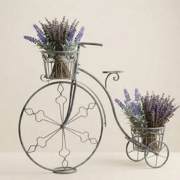 Minster 107Cm Bicycle Planter - Metal - L26 X W107 X H87 Cm - Stone Grey - thumbnail 1