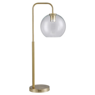 Living And Home Retro Glass Lampshade Metal Table Lamp, Brass Base Indoor Reading Lamp - image 1