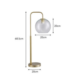 Living And Home Retro Glass Lampshade Metal Table Lamp, Brass Base Indoor Reading Lamp - thumbnail 9