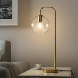 Living And Home Retro Glass Lampshade Metal Table Lamp, Brass Base Indoor Reading Lamp - thumbnail 6