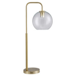 Living And Home Retro Glass Lampshade Metal Table Lamp, Brass Base Indoor Reading Lamp - thumbnail 1