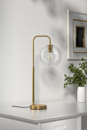 Living And Home Retro Glass Lampshade Metal Table Lamp, Brass Base Indoor Reading Lamp - thumbnail 7