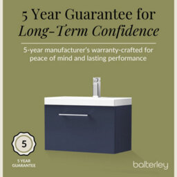 Balterley Contemporary Bathroom Wall Hung 1 Soft-Close Drawer Vanity Unit & Mid-Edge Ceramic Basin, Midnight Blue, 600 mm - thumbnail 6