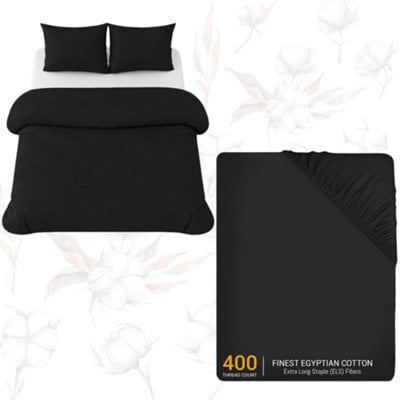 Pamposh Egyptian Cotton Super King Duvet Cover Set 4Pc With Secure Zipper Closure With Matching Pillowcase & Soft Fitted Sheet - image 1