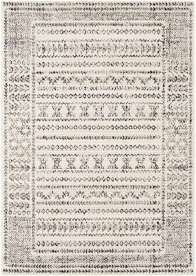 Livabliss Pisa-Geometric Grey Off-White Black Living Dining Bedroom Rug 150 X 213 Cm Easy Care, Non Shedding - image 1