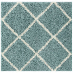 The Rugs Moroccan Shaggy Rugs And Runners Soft Fluffy Diamond Design High Pile Duck Egg Blue And Ivory Living Room Kitchen Hallway 550 - thumbnail 1