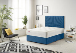 "Somnior Beds Platinum Divan Bed Set With 4 Drawers With Mattress & 30"" Headboard - Plush Velvet, Navy, 4Ft Small Double" - thumbnail 2