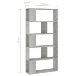 Berkfield Book Cabinet/room Divider Concrete Grey 80X24X159 Cm Engineered Wood - thumbnail 7