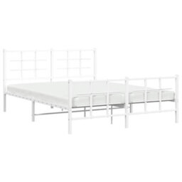 Berkfield Metal Bed Frame Without Mattress With Footboard White 150X200Cm - thumbnail 4