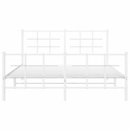 Berkfield Metal Bed Frame Without Mattress With Footboard White 150X200Cm - thumbnail 5