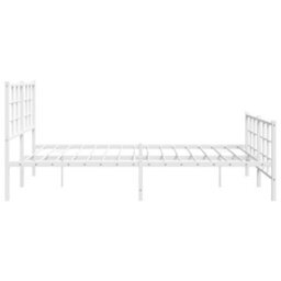 Berkfield Metal Bed Frame Without Mattress With Footboard White 150X200Cm - thumbnail 6