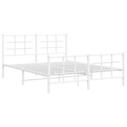 Berkfield Metal Bed Frame Without Mattress With Footboard White 150X200Cm - thumbnail 3