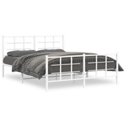 Berkfield Metal Bed Frame Without Mattress With Footboard White 150X200Cm - thumbnail 2