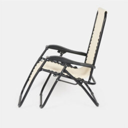 Ohs 2 X Garden Reclining Zero Gravity Patio Sun Lounger Folding Chair Outdoor - Cream - thumbnail 5