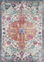 Livabliss Harput-Vintage Blue Orange Yellow Grey Traditional Boho Living Dining Bedroom Rug 120 X 170 Cm Easy Care, Non Shedding - thumbnail 1