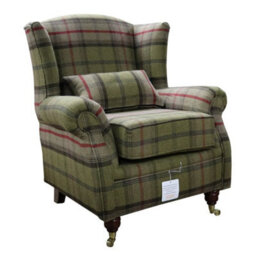 Wing Chair Original Fireside High Back Armchair P And S Balmoral Hunter Check Real Fabric