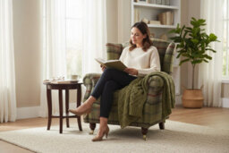Wing Chair Original Fireside High Back Armchair P And S Balmoral Hunter Check Real Fabric - thumbnail 3
