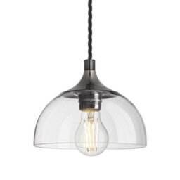 Industville Chelsea Glass Dome Pendant - 8 Inch, Clear Glass Dome - 8 Inch, Shiny Black Nickel Pendant Holder - thumbnail 1