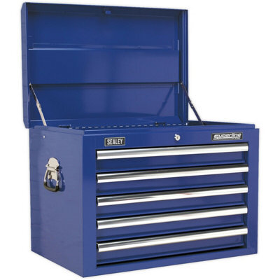 High Gloss Blue 5 Drawer Tool Chest - 660 X 435 X 490mm Storage Unit - image 1