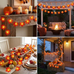 Halloween Maple Leaf Led String Lights 6 Meter Fall Garland Decoration - thumbnail 7