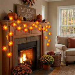 Halloween Maple Leaf Led String Lights 6 Meter Fall Garland Decoration - thumbnail 6