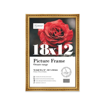 18X12 Gold Ornate Picture Frame (45.7 X 30.5Cm) Poster, Photo, Artwork, Gallery Wall Or Print - image 1