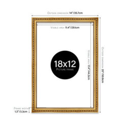 18X12 Gold Ornate Picture Frame (45.7 X 30.5Cm) Poster, Photo, Artwork, Gallery Wall Or Print - thumbnail 2