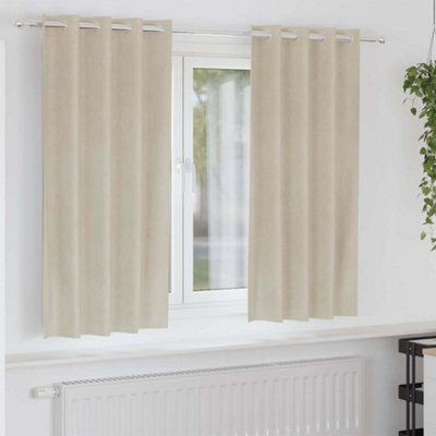 Berkfield Blackout Curtains With Eyelets 2 Pcs Cream Velvet - image 1