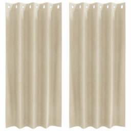 Berkfield Blackout Curtains With Eyelets 2 Pcs Cream Velvet - thumbnail 2