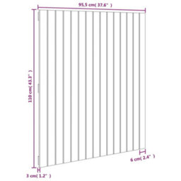 Berkfield Wall Headboard Grey 95.5X3X110 Cm Solid Wood Pine - thumbnail 8