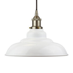 White St Edmund's Painted Dome Pendant Light With Brushed Chrome Lamp Holder And Black Round Cable - Se Home - thumbnail 1