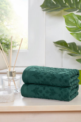 Rapport Home Versailles Jacquard Pure Cotton Face Cloth Towels Set Of 4 (Green) - image 1