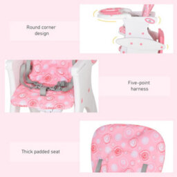 Homcom 2-In-1 Convertible Baby High Chair Booster Seat W/ Removable Tray Pink - thumbnail 7