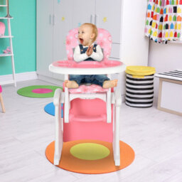 Homcom 2-In-1 Convertible Baby High Chair Booster Seat W/ Removable Tray Pink