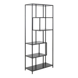 Wyld Haus El Paso Tall Black Metal Bookcase With 5 Ash Shelves - thumbnail 3