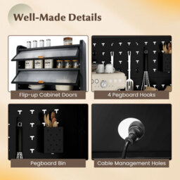 Gainoom Kitchen Black Pantry Storage Cabinet 192 Cm Tall Freestanding Sideboard Buffet Cabinet - thumbnail 7