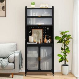 Gainoom Kitchen Black Pantry Storage Cabinet 192 Cm Tall Freestanding Sideboard Buffet Cabinet - thumbnail 6