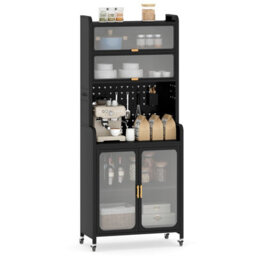 Gainoom Kitchen Black Pantry Storage Cabinet 192 Cm Tall Freestanding Sideboard Buffet Cabinet