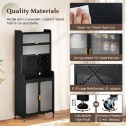 Gainoom Kitchen Black Pantry Storage Cabinet 192 Cm Tall Freestanding Sideboard Buffet Cabinet - thumbnail 8